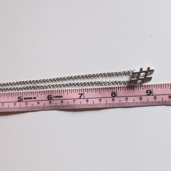 Silver Hashtag Pound Trending Keyword Pendant necklace - Picture 6 of 7